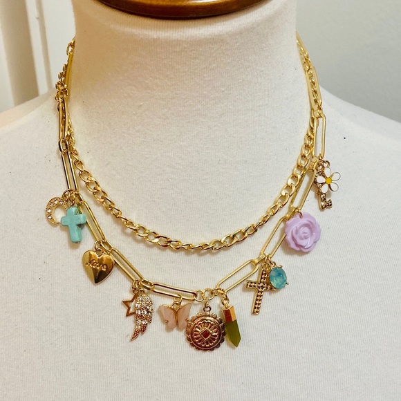 Paperclip Charm Necklace and Bracelet Set - Picture 4 of 10